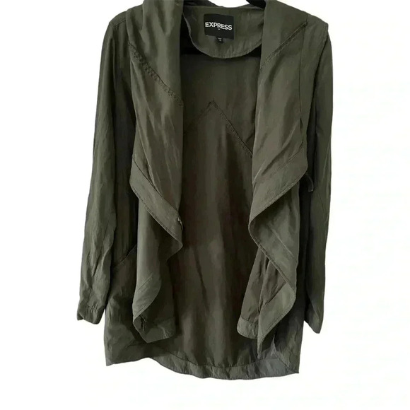 EXPRESS Women’s Oversized Baggy Moto‎ Lagonlook Casual Shacket Jacket Green SM - Picture 1 of 8